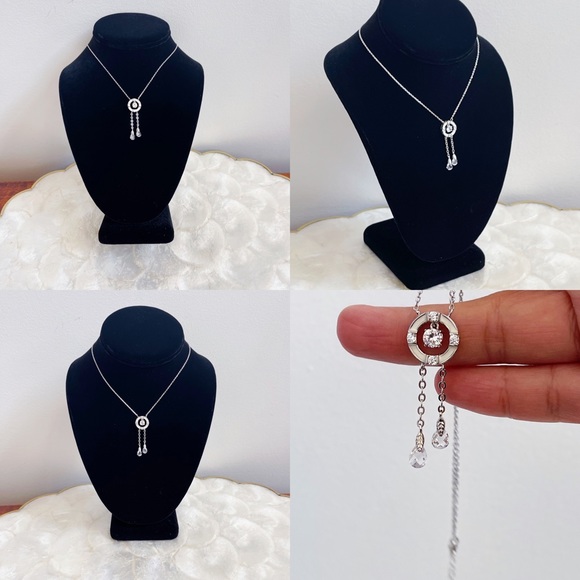 Silver Tone April Faux Diamond White Enamel Pendant Sparkly Girls Necklace NWOT - Picture 8 of 16